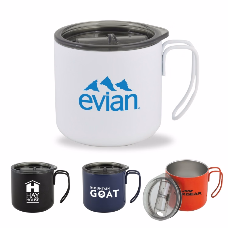12 Oz. Prospector Stainless Steel Mug w/Clear Lid