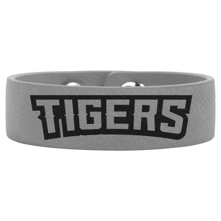 8 1/2" x 3/4" Gray Leatherette Youth Cuff Bracelet 1