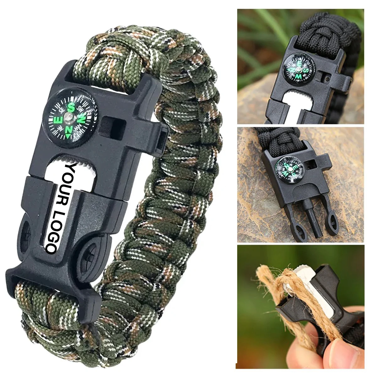 Durable Survival Bracelet with Whistle and Fire Starter 1