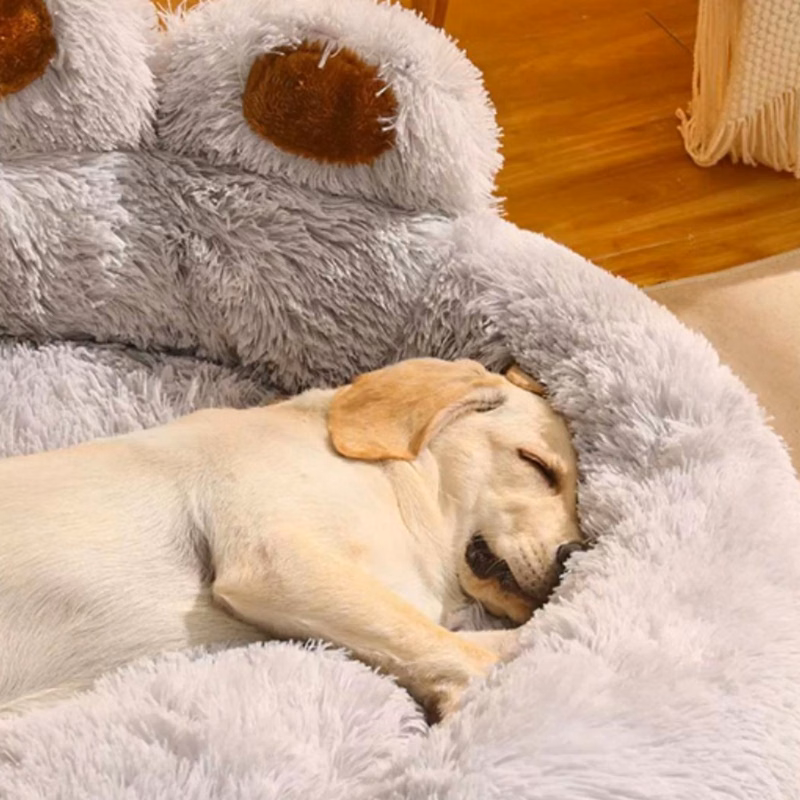 Paw Shape Long Plush Seasons Warm Cozy Pet Cat Dog Bed