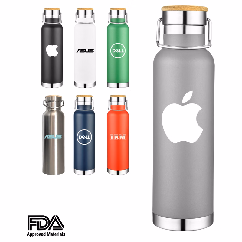 22oz Double Wall Stainless Steel Vacuum Insulated w/ Bamboo