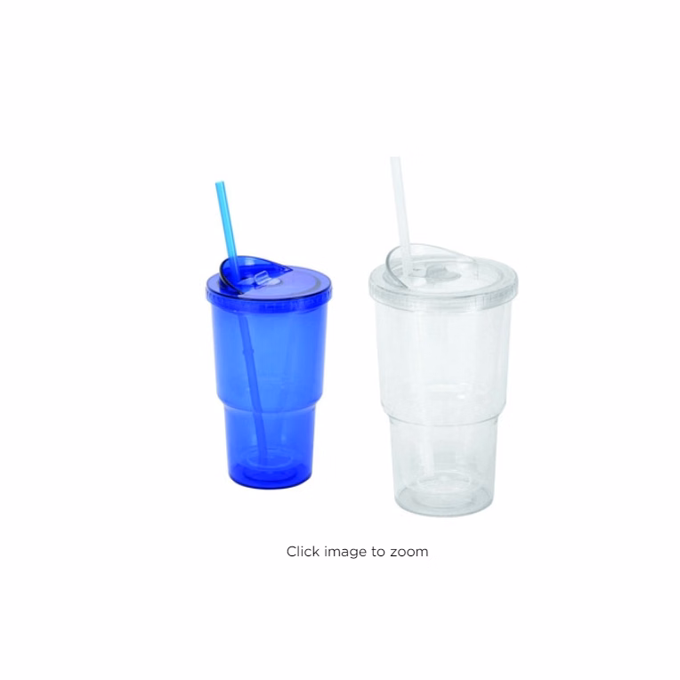 20Oz Double Wall Acrylic Stadium Cup W/Straw (Bpa Free)