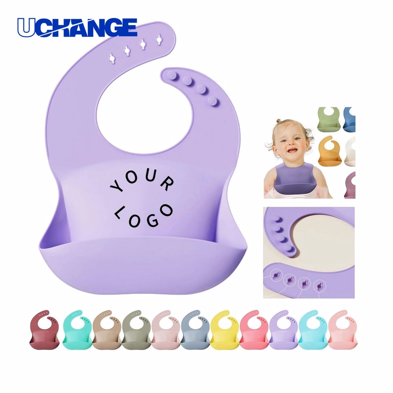 Customizable Silicone Baby Bib with Adjustable Strap for Feeding