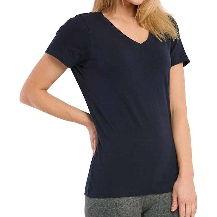 Women's Classic Fit V Neck T-Shirts - Small Navy 1