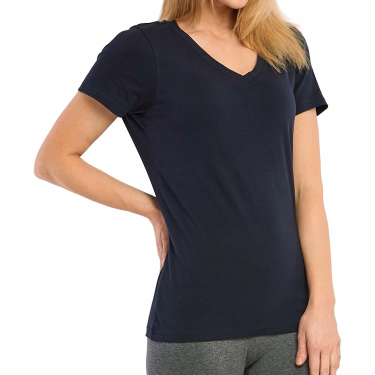 Women's Classic Fit V Neck T-Shirts - Medium Navy