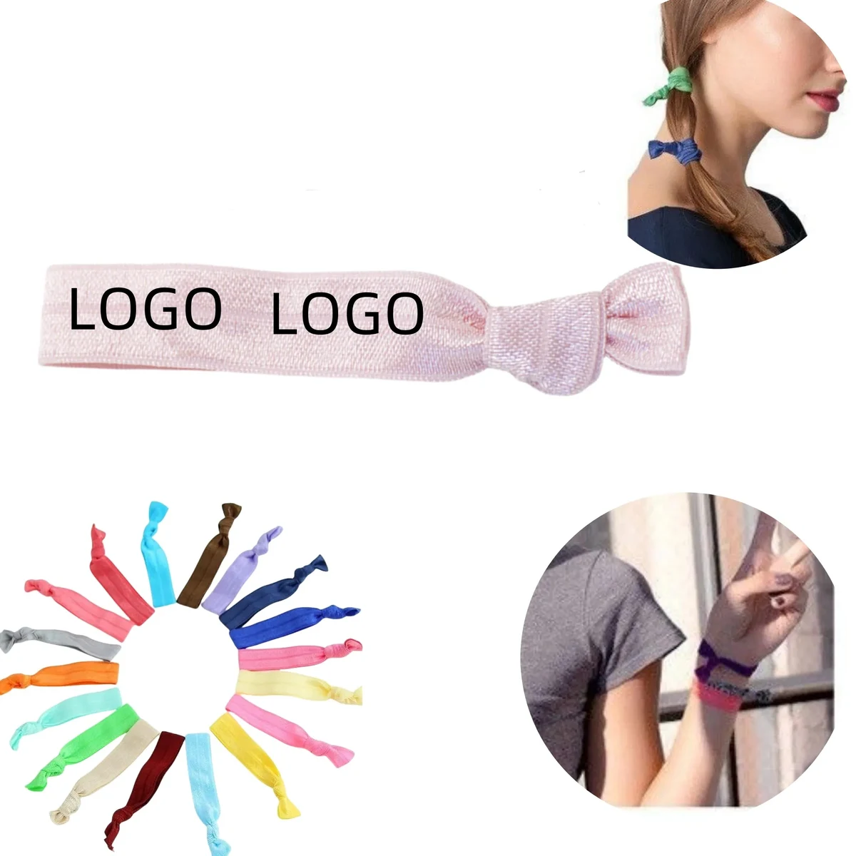 Knotted Hair Ties Elastic Wrist Bands Ribbon 1
