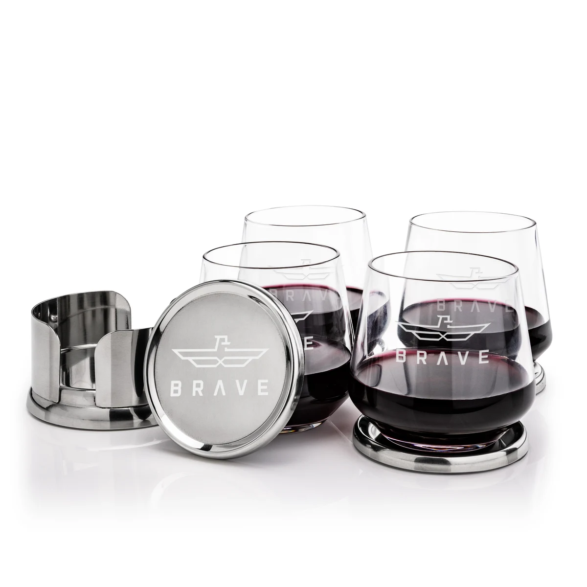 Baldoni Coasters & Sturgis Stemless Wine Set 1