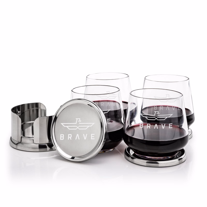 Baldoni Coasters & Sturgis Stemless Wine Set