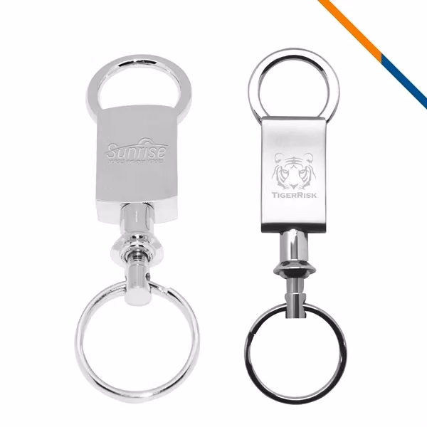 Custom Chrome Finish Metal Burner Key Tag — Trade Show & Hospitality Keychain