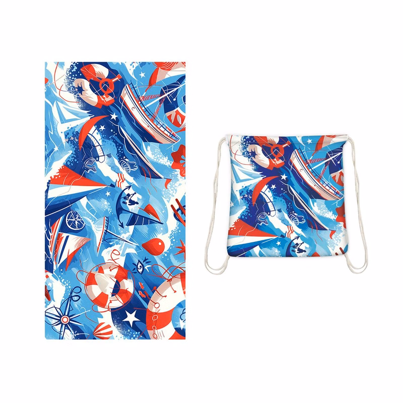 2-in-1 Microfiber Foldable Beach Towel Backpack