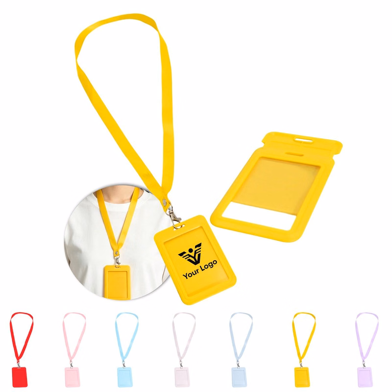 Plastic ID Card Holder with Neck Lanyard