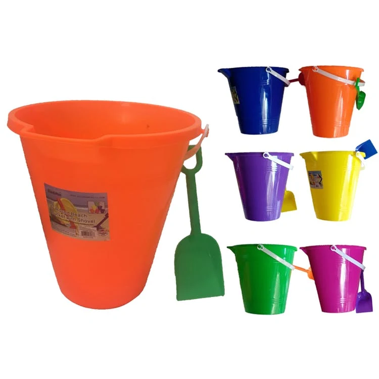 Beach Buckets - Assorted Colors 9" with Shovel 1