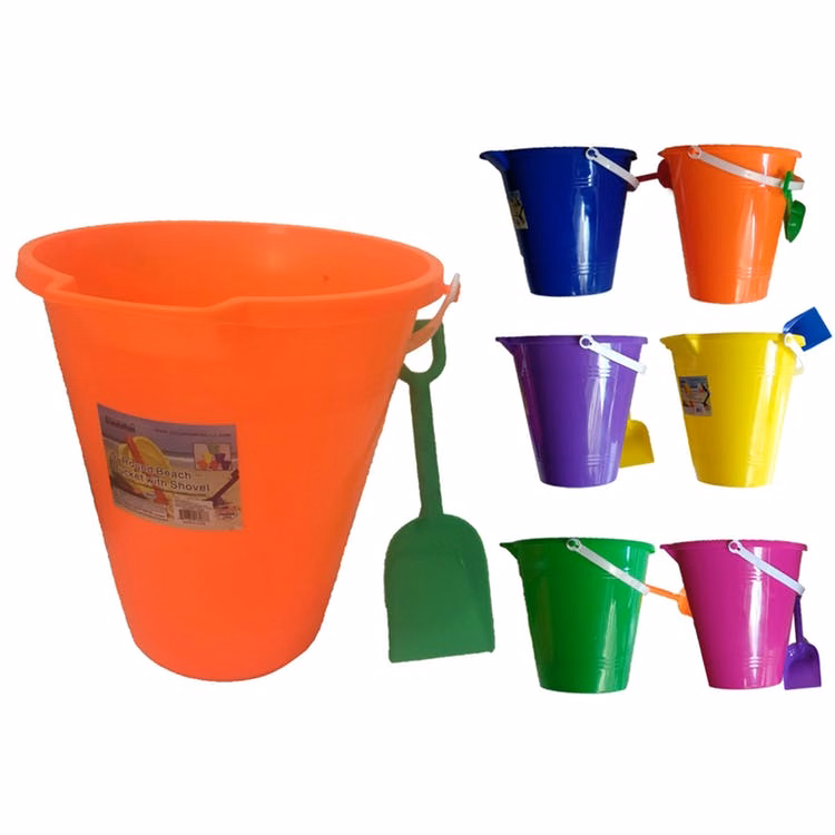 Beach Buckets - Assorted Colors 9" with Shovel