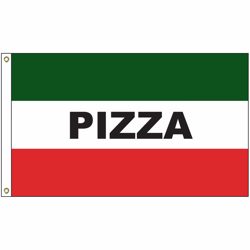 Pizza 3' x 5' Message Flag with Heading and Grommets
