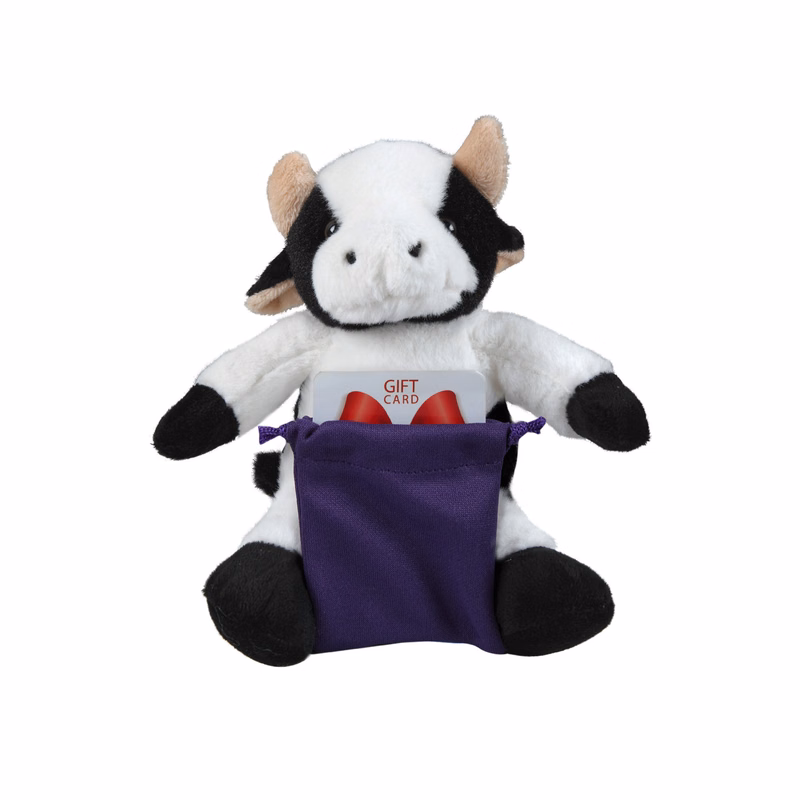 soft plush Cow with gift card sack