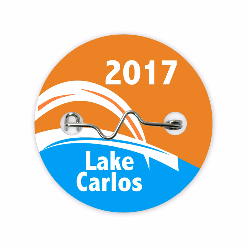 Laminated Beach/Park Badge/Permit/Admission w/ Crimp Pin (2" Round) Variable Data Available