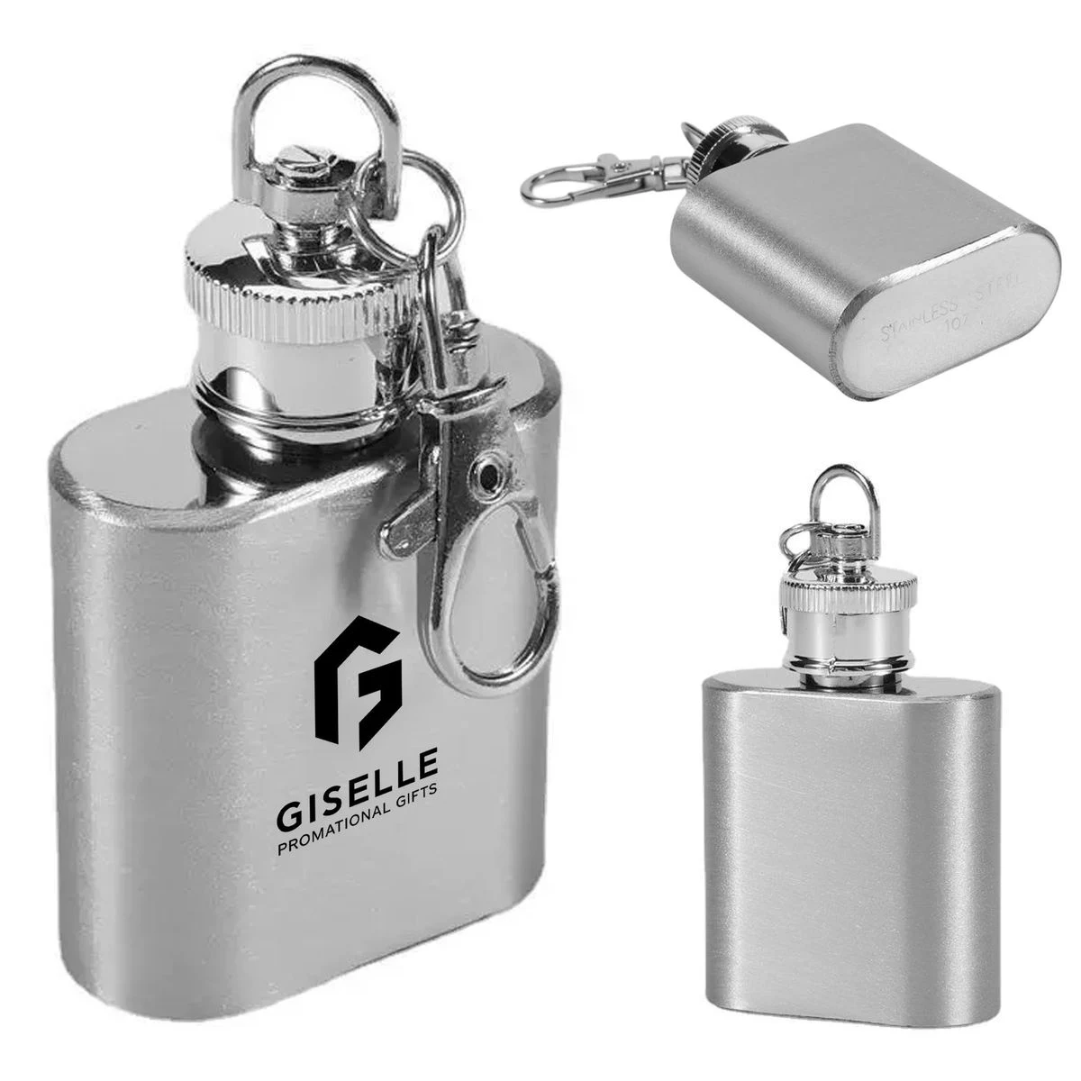 Custom 1oz Stainless Steel Mini Flask Keychain 1