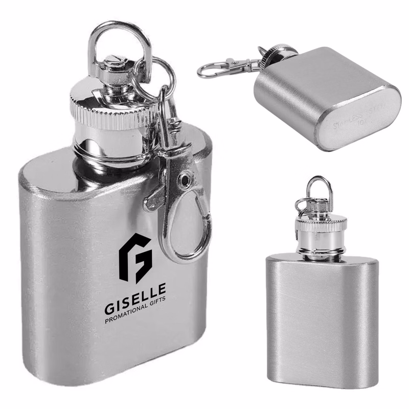 Custom 1oz Stainless Steel Mini Flask Keychain
