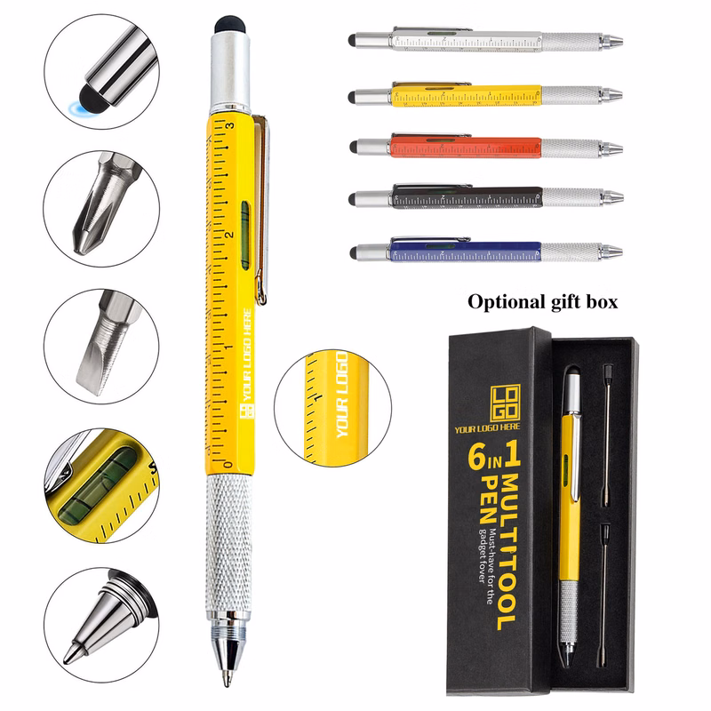 6 In 1 Multi Functional Design Aluminium Ballpoint Pen