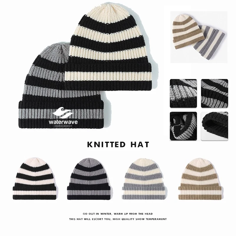 Knitted Cuffed Acrylic Slouchy Ski Beanie Winter Cap 1