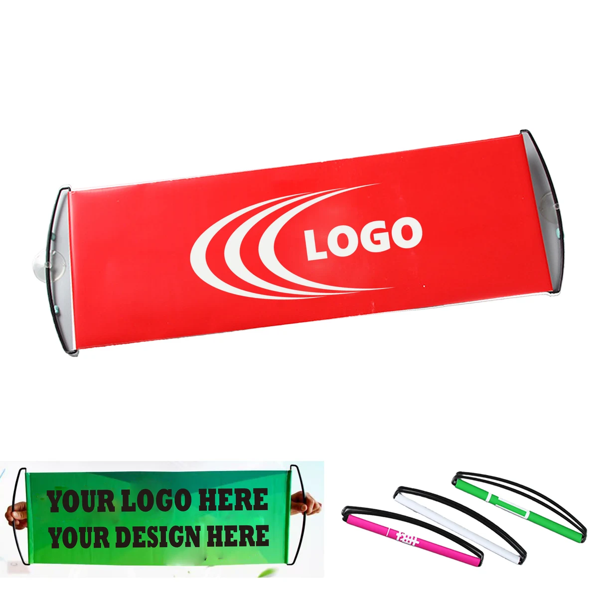 Automatic retractable roll-up of handheld banners MOQ50 1