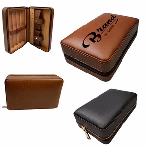 Premium Leather Cigar Travel Humidor Case