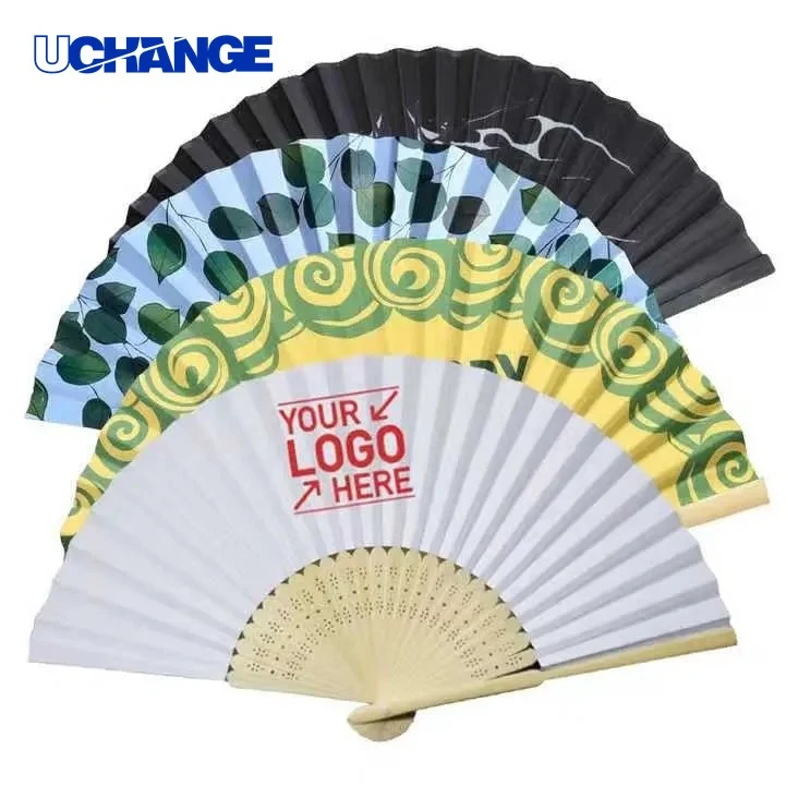 Full Color Folding Paper Fan with Bamboo Handle for Events 1