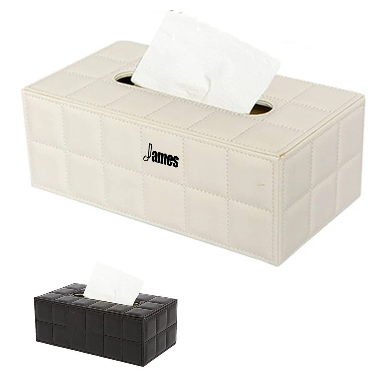 Car Plaid Pu Leather Tissue Box 1