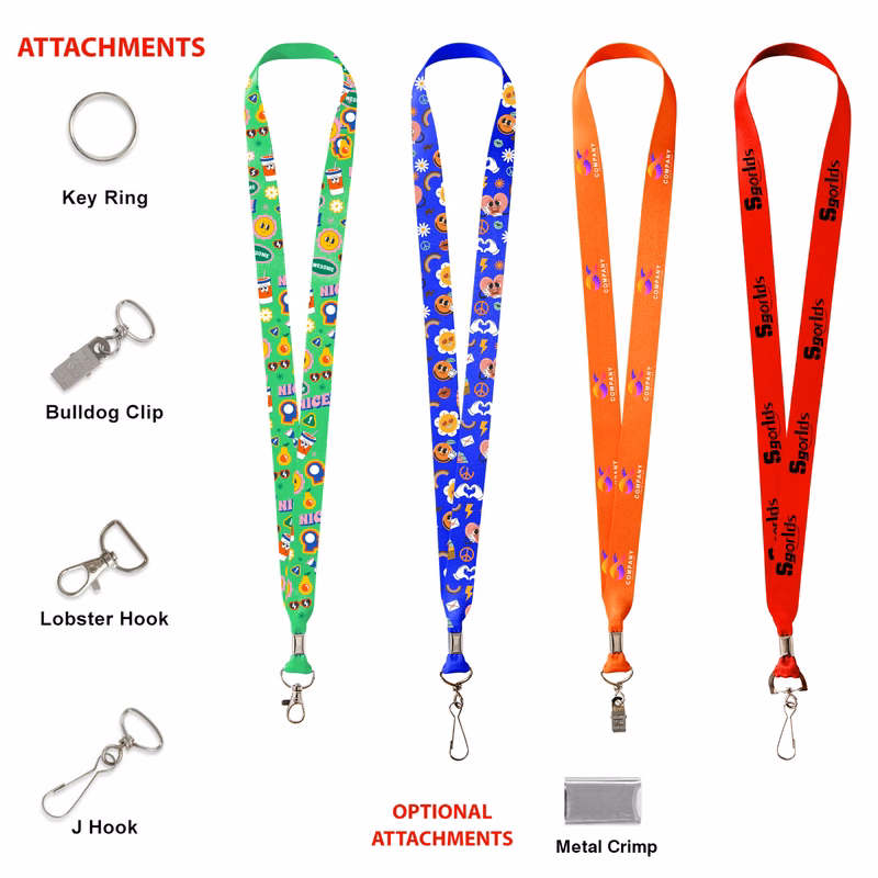 3/4" Full Color Dye-Sublimated Lanyard W/ Metal Crimp & Optional Clamp