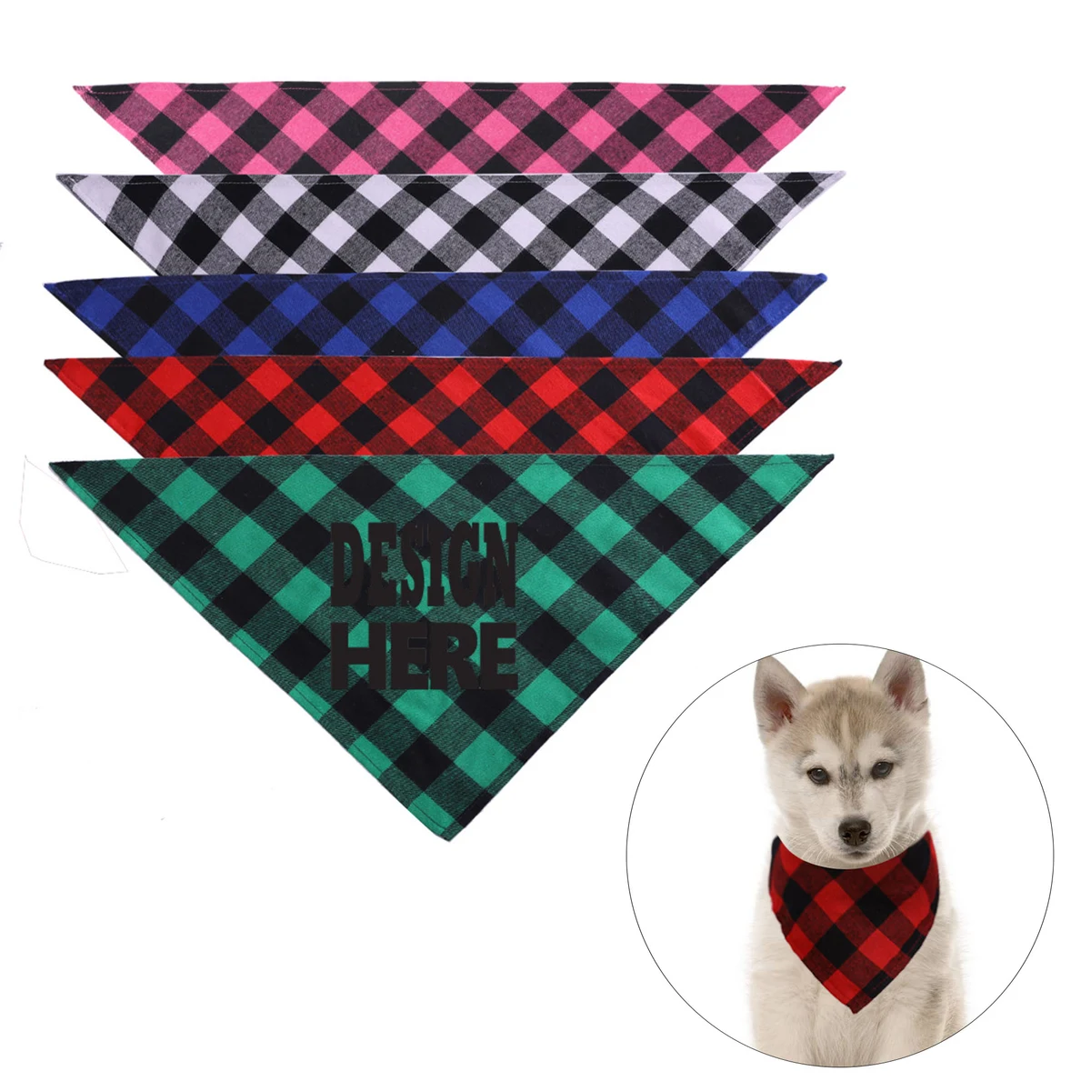 Cotton Plaid Pet Bandana Scarf Accessory 1