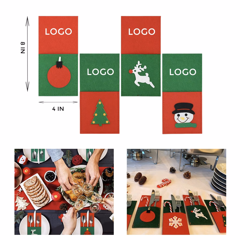 MOQ 10 PCS Convenient Christmas Cutlery Storage Bag