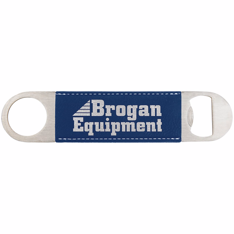 1 1/2" x 7" Blue/Silver Leatherette Bottle Opener