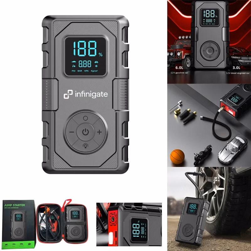 Multi-function Car Emergency Jump Starter W/ Air Compressor