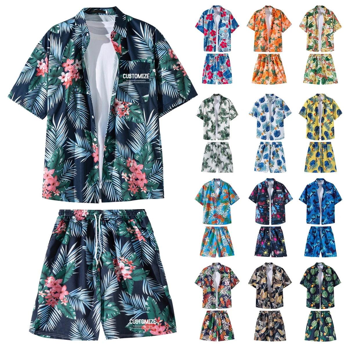 2 Pieces Hawaiian Shirts And Shorts Sets 1