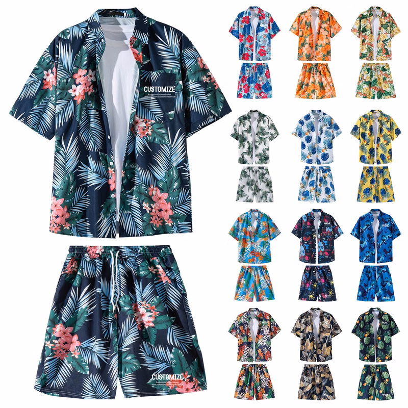 2 Pieces Hawaiian Shirts And Shorts Sets