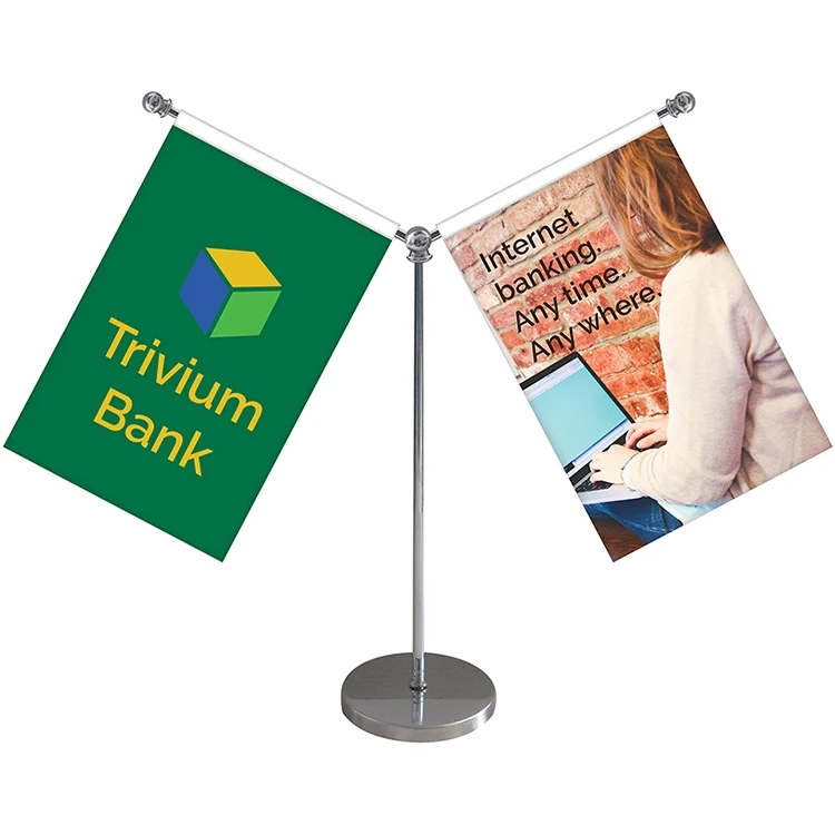 11" Metal Flagpole with Two Double Sided Flags 1