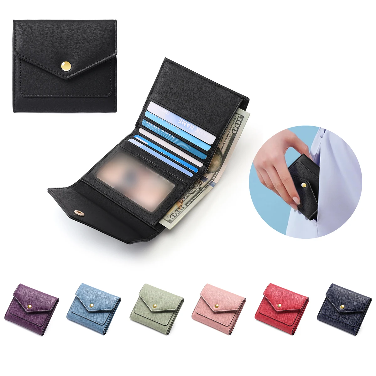 PU Leather RFID Blocking Slim Mini Wallet 1