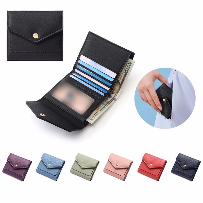 PU Leather RFID Blocking Slim Mini Wallet