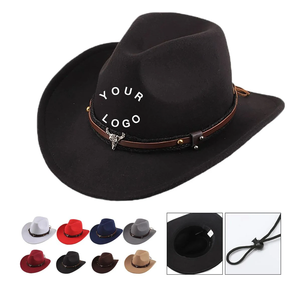 Western Style Cowboy Felt Hat with Classic Crown 1