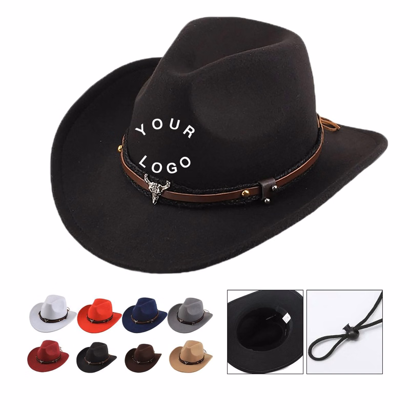 Western Style Cowboy Felt Hat with Classic Crown