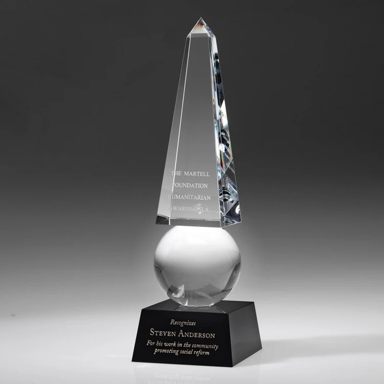 12" Crystal Award-Monumental Glaze Obelisk_D658CA 1
