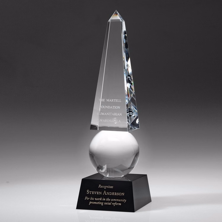 12" Crystal Award-Monumental Glaze Obelisk_D658CA
