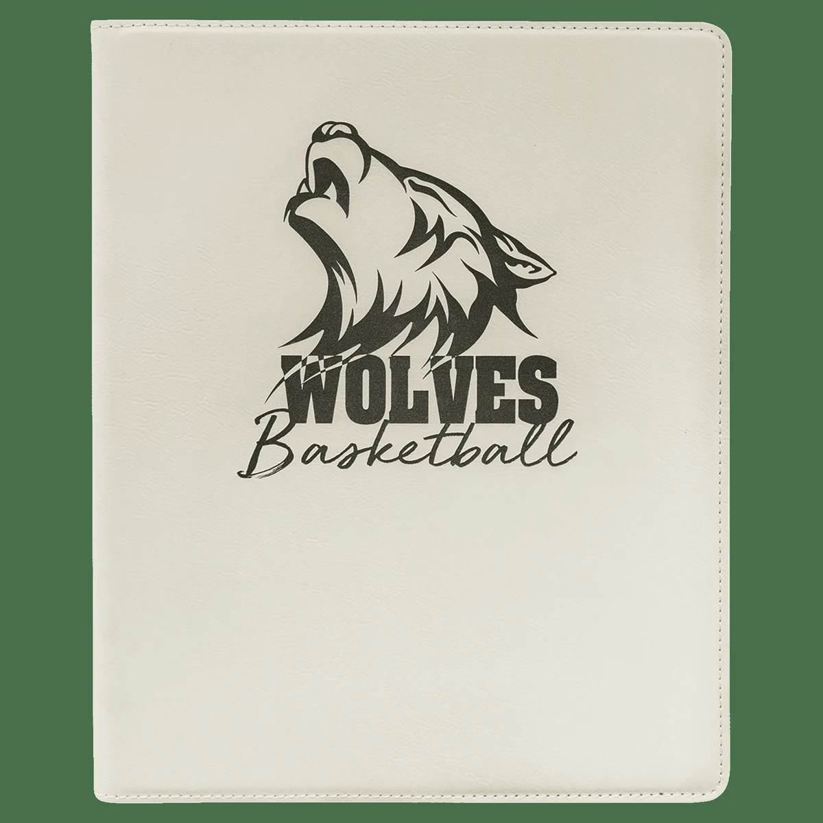9 1/2" x 12" White/Black Leatherette Portfolio with Notepad 1