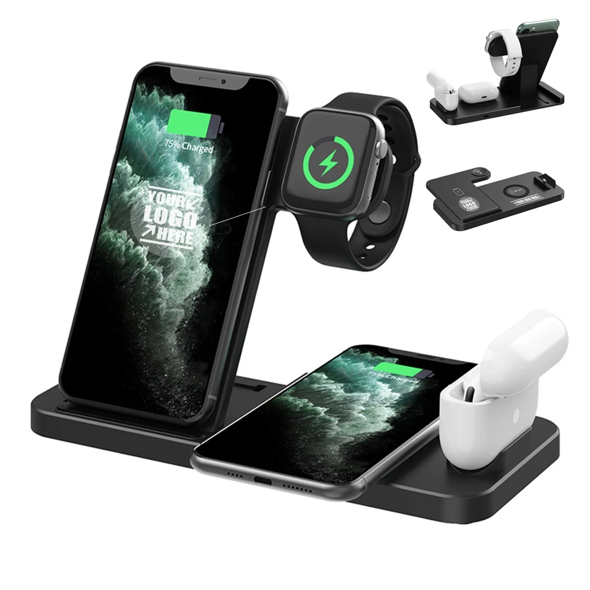 3 In 1 Custom Logo Foldable Wireless Charger 1