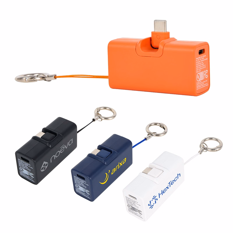 Bijou 1200mAh UL Listed Power Bank with USB-C Tip & Keyring