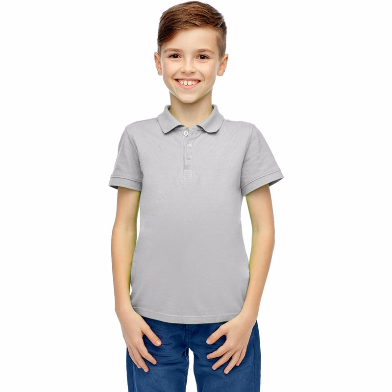 Boys' Uniform Polo Shirts - Heather Gray Short Sleeve Size 8 -14