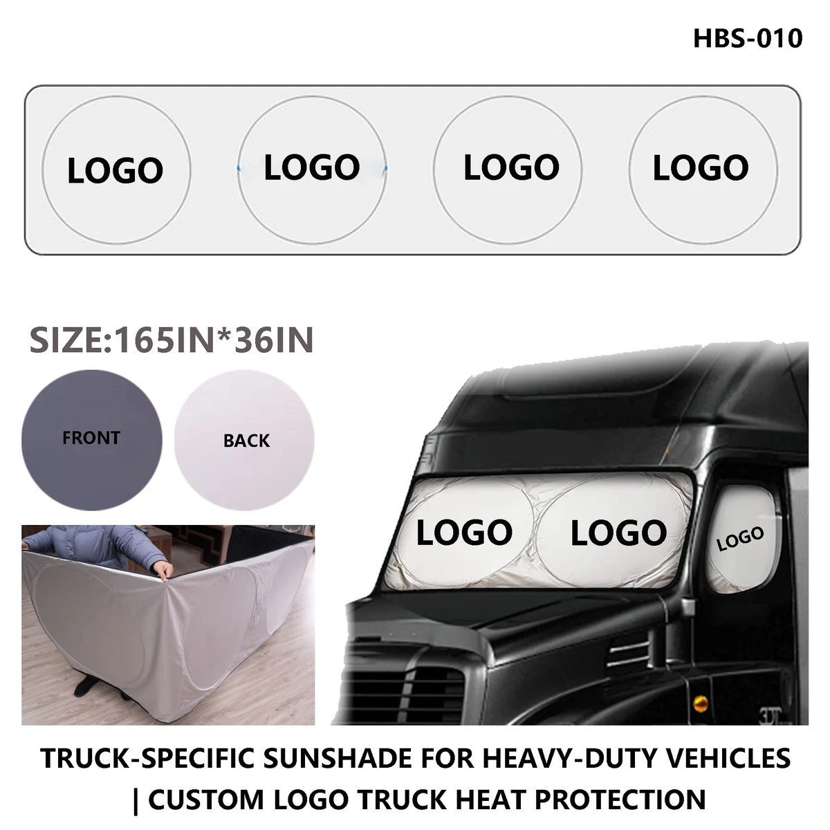 Truck Windshield Sunshade - Customizable Logo for Heat Protection 1