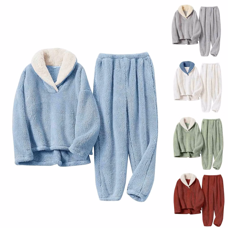 Autumn Winter Thick Coral Velvet Pajamas Set