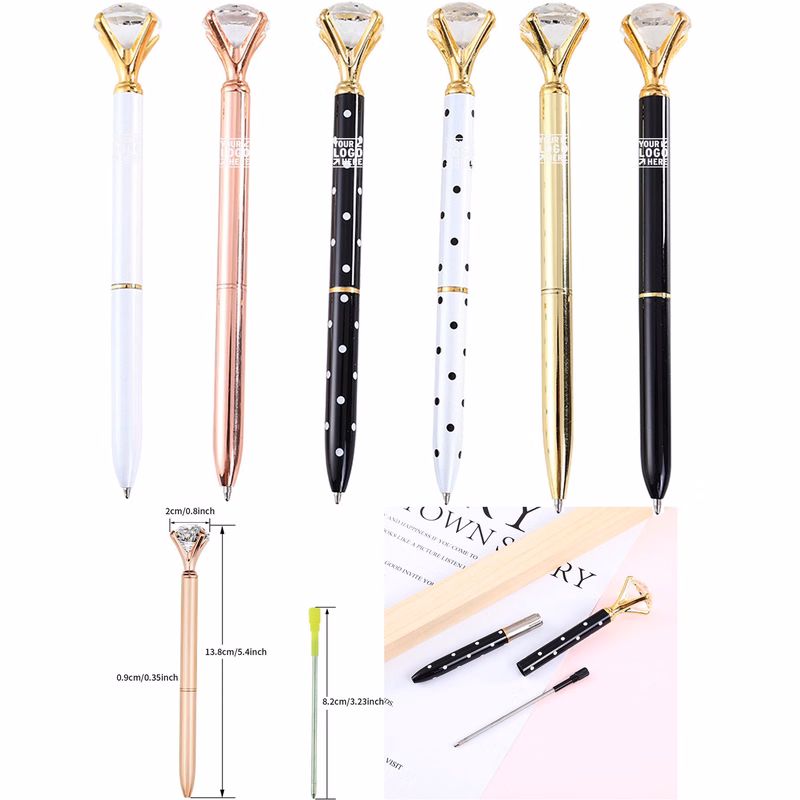 Rose Gold Pen with Big Crystal Diamond