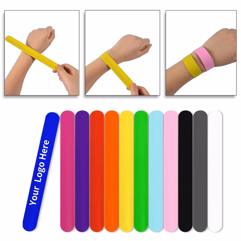 Custom Metal Core Silicone Snap Wristband in 12 Stock Colors